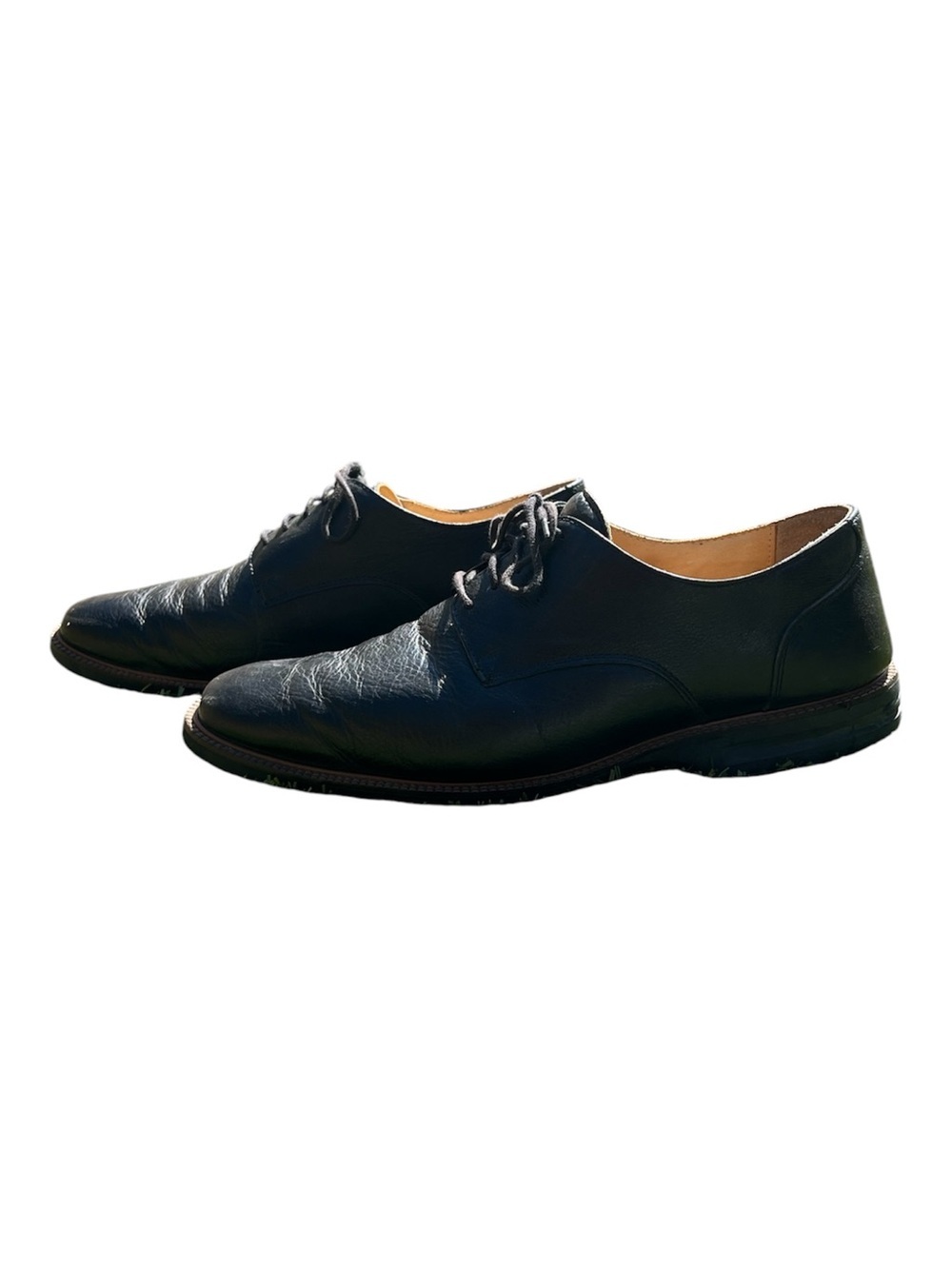 Classic Black Men's Leather Lace-Up Dress Shoes By Belvedere Size 13 w brown rim